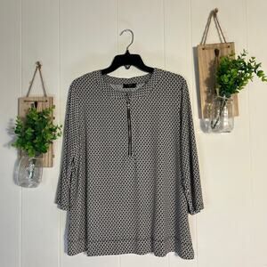 Women's Tahari 3/4 Sleeve Zip Front Blouse XL